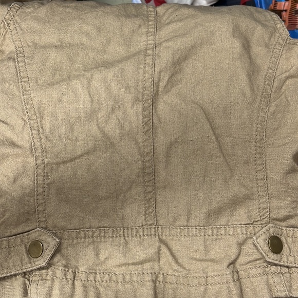 Khaki Tan Linen Moto Vest Jacket Maurices Boho Coat XS S Top Vintage Cute Kawaii - Picture 4 of 6